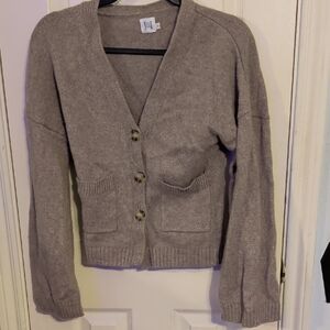 V-Neck Cardigan in Soft Taupe